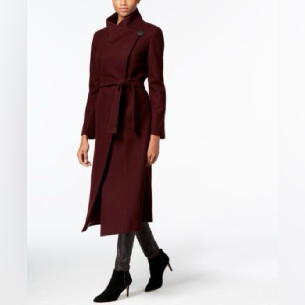 Kenneth Cole Deep Burgundy Wool maxi Coat